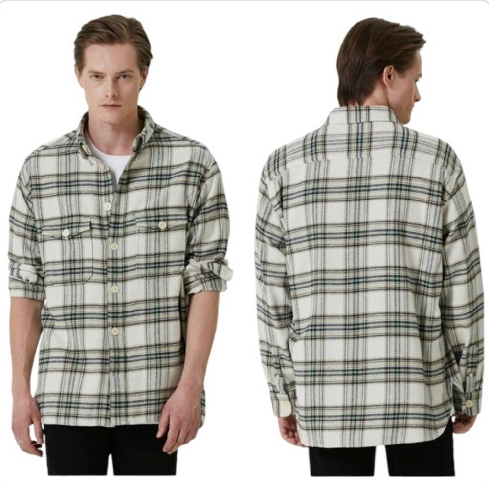 All Saints Allegre Oversize Plaid Button Up Shirt Sz XXL